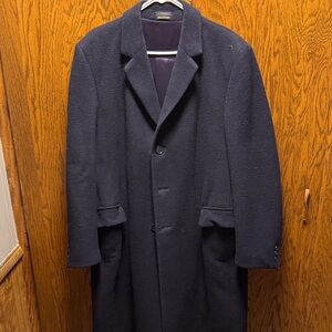 Men's Dark Navy Pea Coat - Classic Wool Blend Overcoat